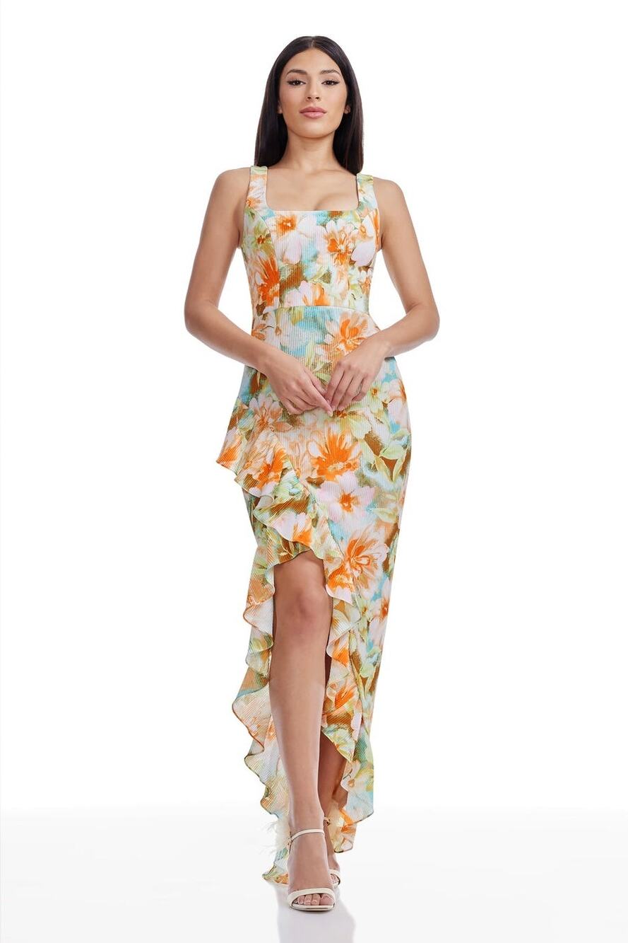 NWT Dress the Population Sleeveless 'Charlene' Floral Mermaid Gown Dress Size XS